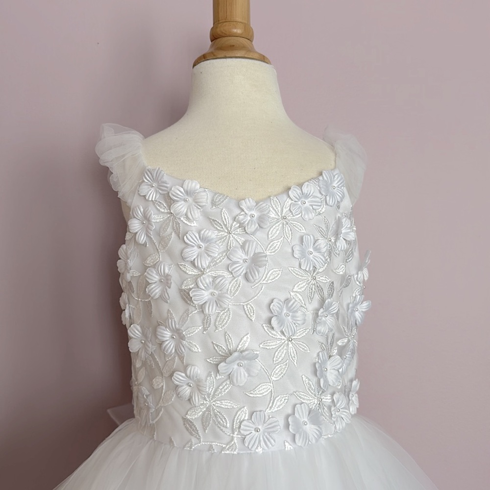 Girls Mini Bride; First Communion Dress, White Floral; 2 avlbl (TWINS) - Picture 2 of 7